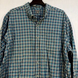 eddie bauer classic fit Plaid Striped Blue Long Sleeve T2XL Cotton Shirt